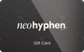 Black gift card with an eye pattern on. In the middle of the card there is a Neo Hyphen logo