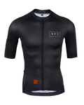 Men's black Neo Hyphen Phantom cycling jersey featuring a white logo on the chest.
