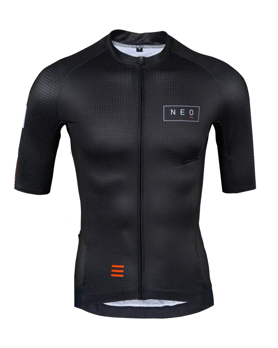 Men's black Neo Hyphen Phantom cycling jersey featuring a white logo on the chest.