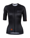 Neo Hyphen Phantom Jersey for women, showcasing a sleek black design with orange highlights.