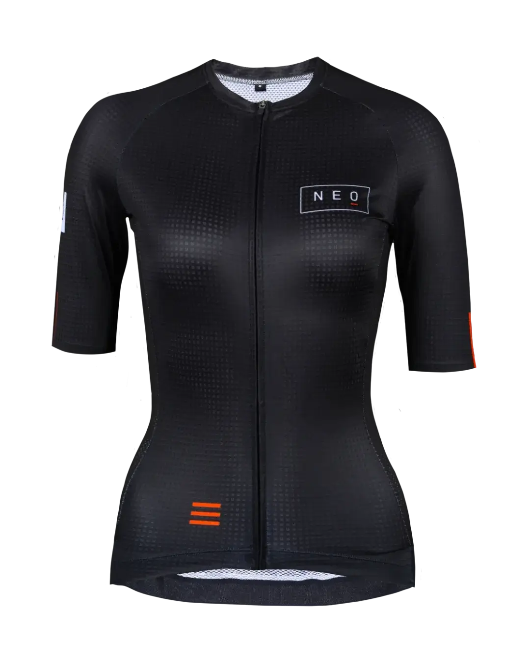 Neo Hyphen Phantom Jersey for women, showcasing a sleek black design with orange highlights.